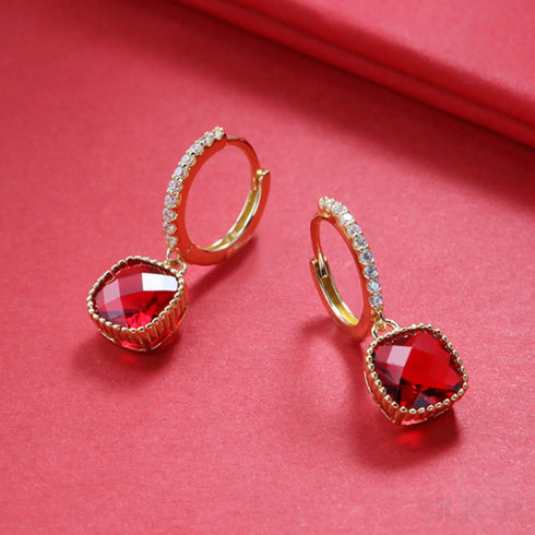 18k Gold Plated Sterling Silver Ruby Earrings Kim - Jewelry